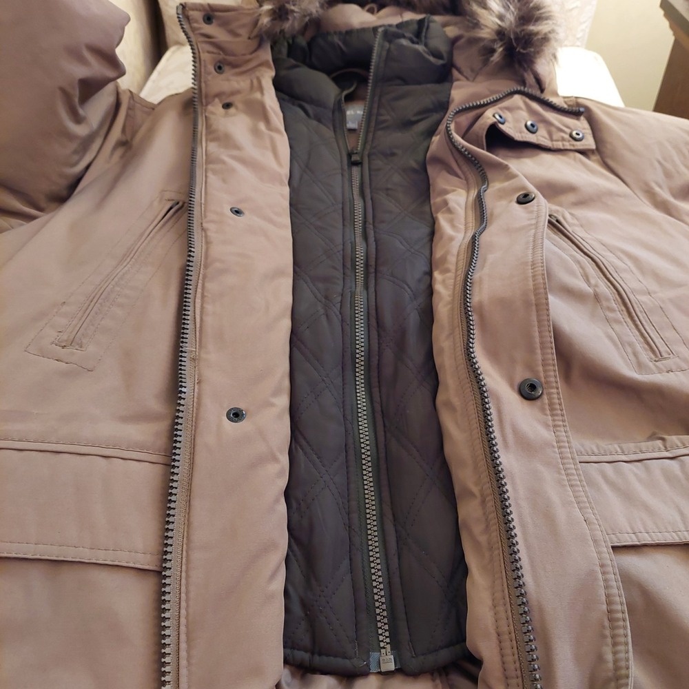 Michael Kors Men's Heavyweight Hooded Bib Snorkel Parka Coat Beige Sz Large $375 - Picture 8 of 16